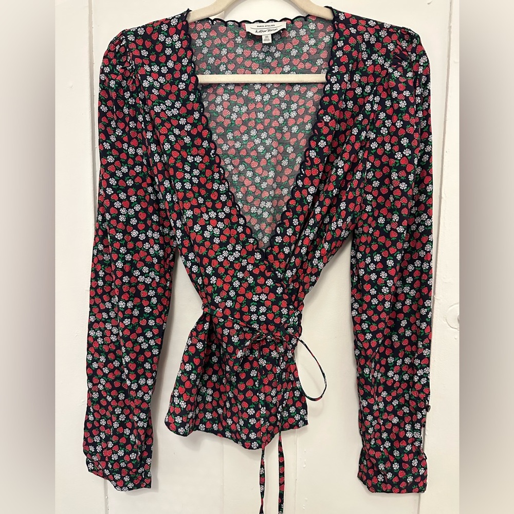 & Other Stories Strawberry wrap top